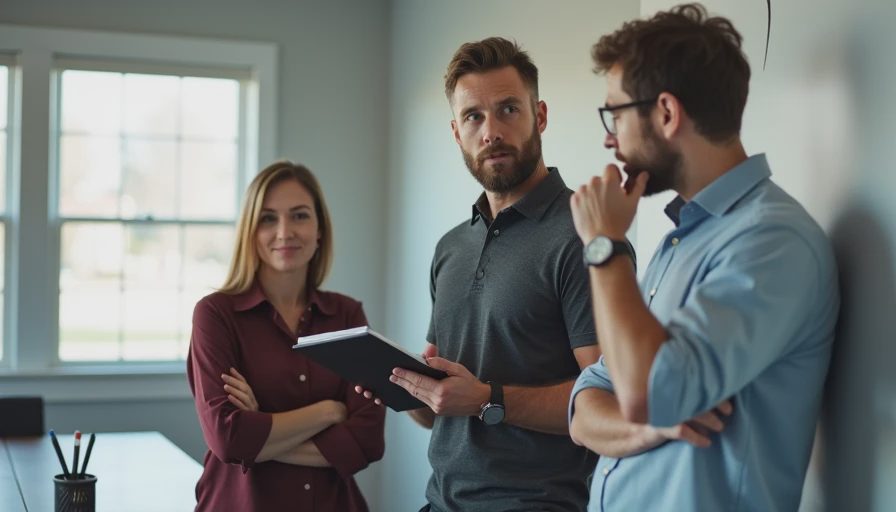 A small office team holding a first-hour debrief after following their office malware response checklist