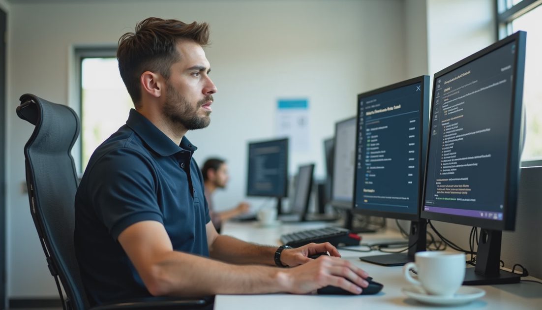 office manager checking other office machines for malware alerts after containment, part of an office malware response checklist