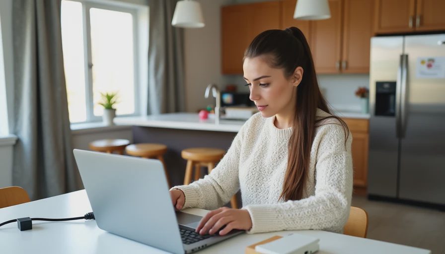 A hybrid worker disconnecting her laptop from the network to stop a suspected infection from spreading