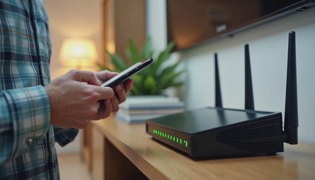 employee setting up a home router guest network, the first habit for secure hybrid work at home